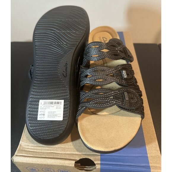 NIB Clarks Laurieann Ruby Women's Size 10 M Black Leather Sandals - Picture 6 of 11